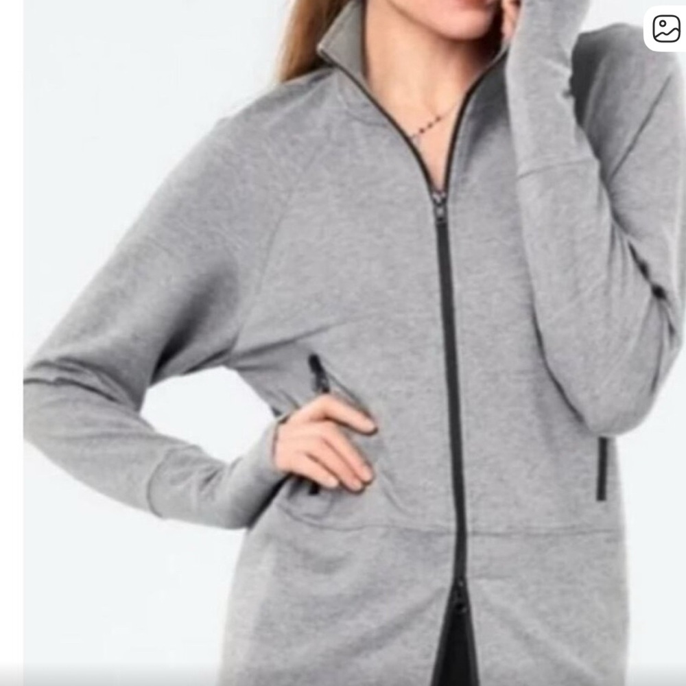 CAbi Pivot Jacket Double Front Zip Comfort Stretch In Gray Style Number 3732